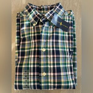 Ralph Lauren BRAND NEW kids Multicolor Plaid Shirt button down size Medium 10-12